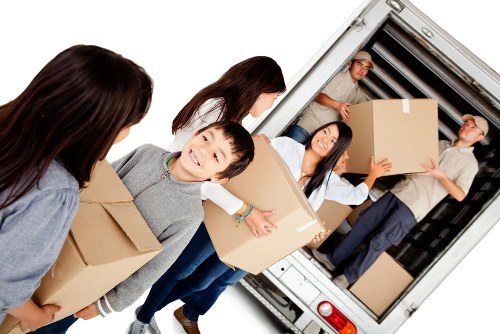 Moving boxes and furniture prepared for removals and storage in Harrow