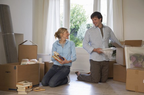Packed boxes and furniture prepared for small removals